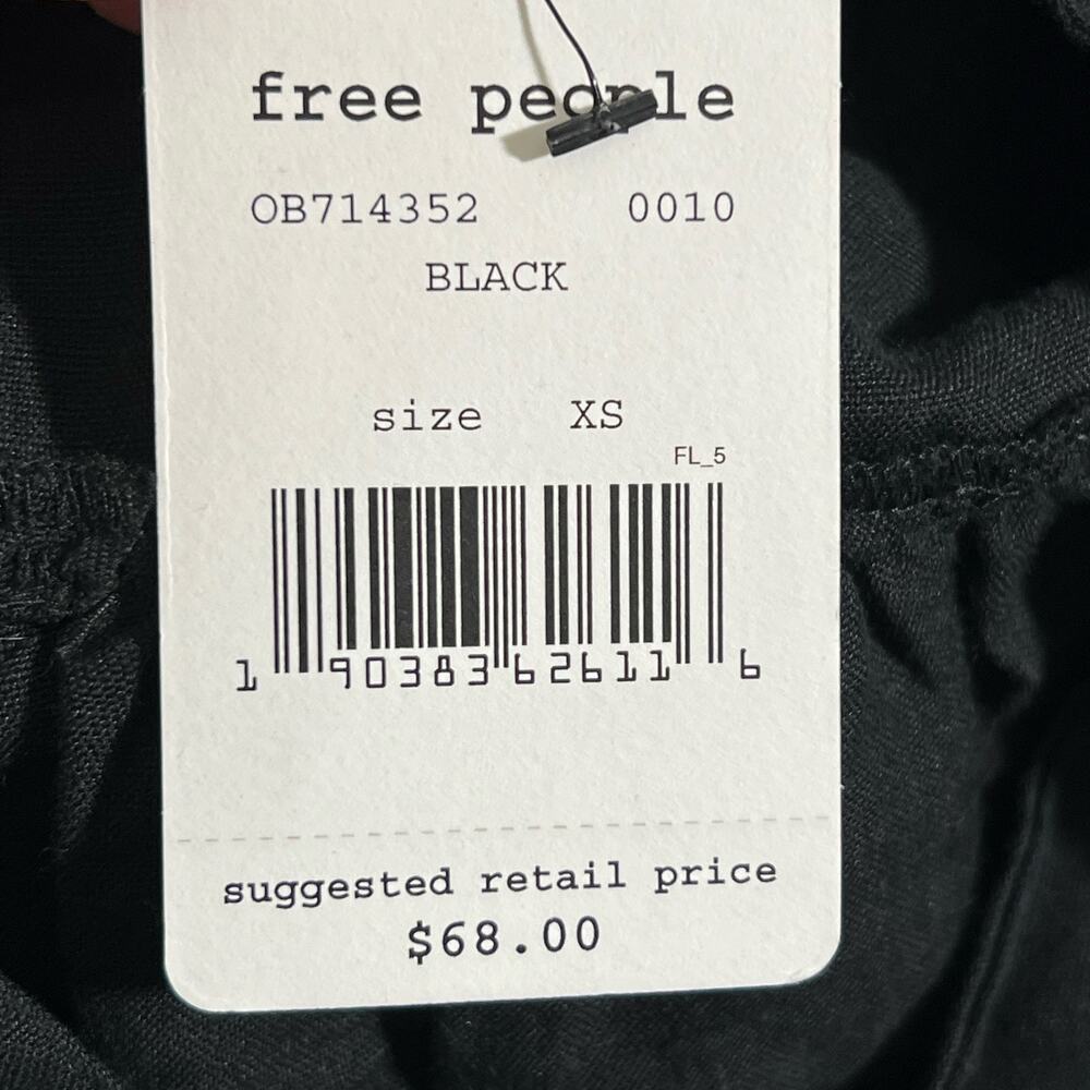 Free People Ruffle Trim Cut Out Erin Mini Dress Black Linen Womens Size XS NWT - Picture 10 of 10